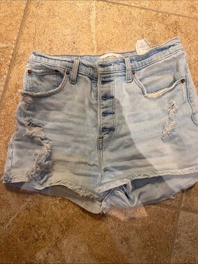 Abercrombie & Fitch Light Blue Distressed Denim Shorts